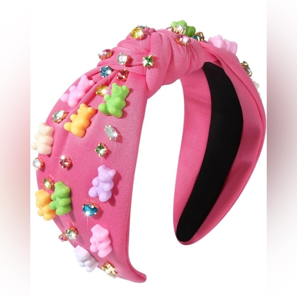 Gorgeous Bear Knotted Denim Rhinestone Headband